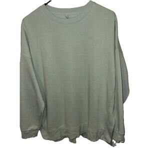 Lou & Grey Pale Sage Pullover High Low Sweatshirt Side Slits Size L